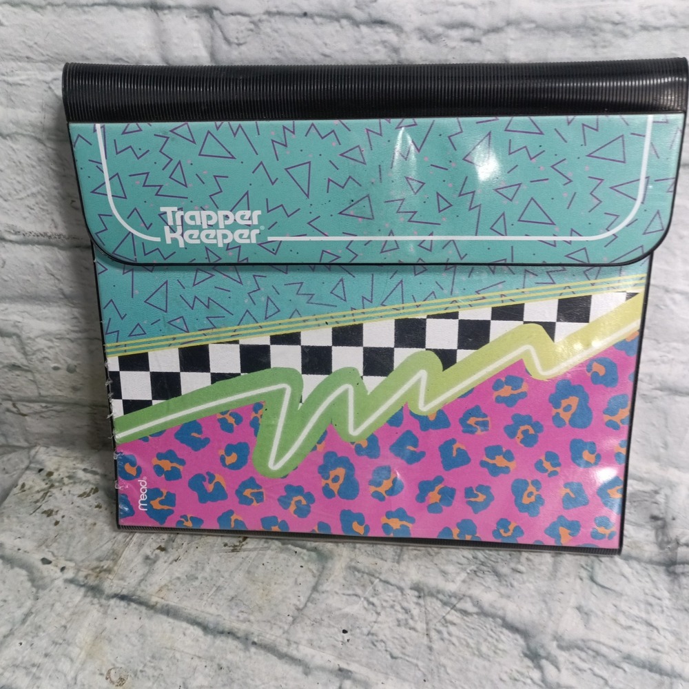 Mead Trapper Keeper 3 Ring Binder Retro   Geometric Animal Print Design a6